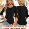 imageBlingfit 34 Length Sleeve Womens Tops Dressy Casual Shirts Ruffle Bell Sleeve Front Pleated Fasion Trendy Summer BlousesAblack