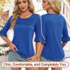 imageBlingfit 34 Length Sleeve Womens Tops Dressy Casual Shirts Ruffle Bell Sleeve Front Pleated Fasion Trendy Summer BlousesAblue