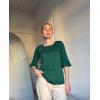 imageBlingfit 34 Length Sleeve Womens Tops Dressy Casual Shirts Ruffle Bell Sleeve Front Pleated Fasion Trendy Summer BlousesAdark Green