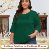 imageBlingfit 34 Length Sleeve Womens Tops Dressy Casual Shirts Ruffle Bell Sleeve Front Pleated Fasion Trendy Summer BlousesAdark Green
