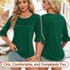 imageBlingfit 34 Length Sleeve Womens Tops Dressy Casual Shirts Ruffle Bell Sleeve Front Pleated Fasion Trendy Summer BlousesAdark Green