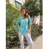 imageBlingfit 34 Length Sleeve Womens Tops Dressy Casual Shirts Ruffle Bell Sleeve Front Pleated Fasion Trendy Summer BlousesAlake Green