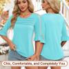 imageBlingfit 34 Length Sleeve Womens Tops Dressy Casual Shirts Ruffle Bell Sleeve Front Pleated Fasion Trendy Summer BlousesAlake Green