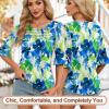 imageBlingfit 34 Length Sleeve Womens Tops Dressy Casual Shirts Ruffle Bell Sleeve Front Pleated Fasion Trendy Summer BlousesBbfgl
