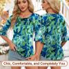 imageBlingfit 34 Length Sleeve Womens Tops Dressy Casual Shirts Ruffle Bell Sleeve Front Pleated Fasion Trendy Summer BlousesBblgt