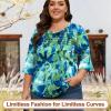 imageBlingfit 34 Length Sleeve Womens Tops Dressy Casual Shirts Ruffle Bell Sleeve Front Pleated Fasion Trendy Summer BlousesBblgt