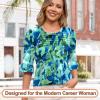 imageBlingfit 34 Length Sleeve Womens Tops Dressy Casual Shirts Ruffle Bell Sleeve Front Pleated Fasion Trendy Summer BlousesBblgt
