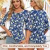 imageBlingfit 34 Length Sleeve Womens Tops Dressy Casual Shirts Ruffle Bell Sleeve Front Pleated Fasion Trendy Summer BlousesBblue Background With Yellow Flowers