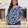 imageBlingfit 34 Length Sleeve Womens Tops Dressy Casual Shirts Ruffle Bell Sleeve Front Pleated Fasion Trendy Summer BlousesBblue Background With Yellow Flowers