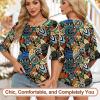 imageBlingfit 34 Length Sleeve Womens Tops Dressy Casual Shirts Ruffle Bell Sleeve Front Pleated Fasion Trendy Summer BlousesBcashew Nuts on Black Background