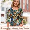 imageBlingfit 34 Length Sleeve Womens Tops Dressy Casual Shirts Ruffle Bell Sleeve Front Pleated Fasion Trendy Summer BlousesBcashew Nuts on Black Background