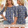 imageBlingfit 34 Length Sleeve Womens Tops Dressy Casual Shirts Ruffle Bell Sleeve Front Pleated Fasion Trendy Summer BlousesBgbl