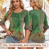 imageBlingfit 34 Length Sleeve Womens Tops Dressy Casual Shirts Ruffle Bell Sleeve Front Pleated Fasion Trendy Summer BlousesBglf