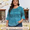 imageBlingfit 34 Length Sleeve Womens Tops Dressy Casual Shirts Ruffle Bell Sleeve Front Pleated Fasion Trendy Summer BlousesBgreen Catkins