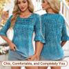 imageBlingfit 34 Length Sleeve Womens Tops Dressy Casual Shirts Ruffle Bell Sleeve Front Pleated Fasion Trendy Summer BlousesBgreen Catkins