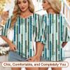 imageBlingfit 34 Length Sleeve Womens Tops Dressy Casual Shirts Ruffle Bell Sleeve Front Pleated Fasion Trendy Summer BlousesBline Stitching