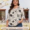 imageBlingfit 34 Length Sleeve Womens Tops Dressy Casual Shirts Ruffle Bell Sleeve Front Pleated Fasion Trendy Summer BlousesBmaple Leaf Black Flower