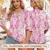 imageBlingfit 34 Length Sleeve Womens Tops Dressy Casual Shirts Ruffle Bell Sleeve Front Pleated Fasion Trendy Summer BlousesBppv