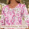 imageBlingfit 34 Length Sleeve Womens Tops Dressy Casual Shirts Ruffle Bell Sleeve Front Pleated Fasion Trendy Summer BlousesBppv