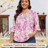 imageBlingfit 34 Length Sleeve Womens Tops Dressy Casual Shirts Ruffle Bell Sleeve Front Pleated Fasion Trendy Summer BlousesBppv