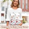 imageBlingfit 34 Length Sleeve Womens Tops Dressy Casual Shirts Ruffle Bell Sleeve Front Pleated Fasion Trendy Summer BlousesBred Flowers on White Background