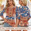 imageBlingfit 34 Length Sleeve Womens Tops Dressy Casual Shirts Ruffle Bell Sleeve Front Pleated Fasion Trendy Summer BlousesBrof