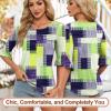 imageBlingfit 34 Length Sleeve Womens Tops Dressy Casual Shirts Ruffle Bell Sleeve Front Pleated Fasion Trendy Summer BlousesGreen Bk