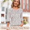 imageBlingfit 34 Length Sleeve Womens Tops Dressy Casual Shirts Ruffle Bell Sleeve Front Pleated Fasion Trendy Summer BlousesPink Blue Flower
