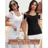 imageBlingfit Cold Shoulder Tops Tunic Summer Slim Fit Shirts for Women V Neck Short Sleeve Casual Tees Workout TopsBlackwhite
