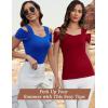 imageBlingfit Cold Shoulder Tops Tunic Summer Slim Fit Shirts for Women V Neck Short Sleeve Casual Tees Workout TopsBlue