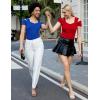 imageBlingfit Cold Shoulder Tops Tunic Summer Slim Fit Shirts for Women V Neck Short Sleeve Casual Tees Workout TopsBlue