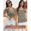 imageBlingfit Cold Shoulder Tops Tunic Summer Slim Fit Shirts for Women V Neck Short Sleeve Casual Tees Workout TopsBlue Orange Flower