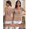 imageBlingfit Cold Shoulder Tops Tunic Summer Slim Fit Shirts for Women V Neck Short Sleeve Casual Tees Workout TopsBohemian Prints