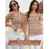 imageBlingfit Cold Shoulder Tops Tunic Summer Slim Fit Shirts for Women V Neck Short Sleeve Casual Tees Workout TopsBohemian Prints
