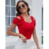 imageBlingfit Cold Shoulder Tops Tunic Summer Slim Fit Shirts for Women V Neck Short Sleeve Casual Tees Workout TopsDark Blue Red