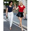imageBlingfit Cold Shoulder Tops Tunic Summer Slim Fit Shirts for Women V Neck Short Sleeve Casual Tees Workout TopsDark Blue Red