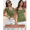imageBlingfit Cold Shoulder Tops Tunic Summer Slim Fit Shirts for Women V Neck Short Sleeve Casual Tees Workout TopsGreen Background Print