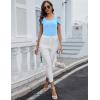 imageBlingfit Cold Shoulder Tops Tunic Summer Slim Fit Shirts for Women V Neck Short Sleeve Casual Tees Workout TopsLight Blue