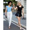 imageBlingfit Cold Shoulder Tops Tunic Summer Slim Fit Shirts for Women V Neck Short Sleeve Casual Tees Workout TopsLight Blue