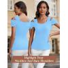 imageBlingfit Cold Shoulder Tops Tunic Summer Slim Fit Shirts for Women V Neck Short Sleeve Casual Tees Workout TopsLight Blue