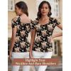 imageBlingfit Cold Shoulder Tops Tunic Summer Slim Fit Shirts for Women V Neck Short Sleeve Casual Tees Workout TopsOrange Flowers on Black Background
