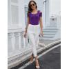 imageBlingfit Cold Shoulder Tops Tunic Summer Slim Fit Shirts for Women V Neck Short Sleeve Casual Tees Workout TopsPurple