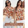 imageBlingfit Cold Shoulder Tops Tunic Summer Slim Fit Shirts for Women V Neck Short Sleeve Casual Tees Workout TopsRed Background Print