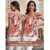 imageBlingfit Cold Shoulder Tops Tunic Summer Slim Fit Shirts for Women V Neck Short Sleeve Casual Tees Workout TopsRed Flowers on White Background