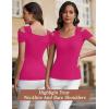 imageBlingfit Cold Shoulder Tops Tunic Summer Slim Fit Shirts for Women V Neck Short Sleeve Casual Tees Workout TopsRose Red