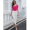 imageBlingfit Cold Shoulder Tops Tunic Summer Slim Fit Shirts for Women V Neck Short Sleeve Casual Tees Workout TopsRose Red