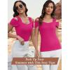 imageBlingfit Cold Shoulder Tops Tunic Summer Slim Fit Shirts for Women V Neck Short Sleeve Casual Tees Workout TopsRose Red