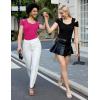imageBlingfit Cold Shoulder Tops Tunic Summer Slim Fit Shirts for Women V Neck Short Sleeve Casual Tees Workout TopsRose Red