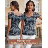 imageBlingfit Cold Shoulder Tops Tunic Summer Slim Fit Shirts for Women V Neck Short Sleeve Casual Tees Workout TopsWhite Printed Flower