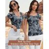 imageBlingfit Cold Shoulder Tops Tunic Summer Slim Fit Shirts for Women V Neck Short Sleeve Casual Tees Workout TopsWhite Printed Flower